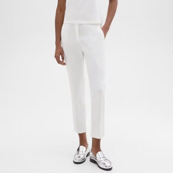 Theory Trecca Pull-On Linen Pant - White - Picture 1 of 8
